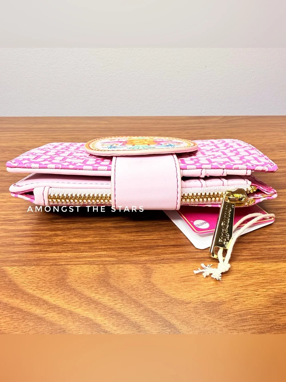 Loungefly Barbie The Movie Pink & Gold Flamingo Shell Bi-Fold Zipper Wallet